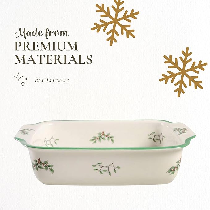 Spode Christmas Tree Rectangular Handled Dish (9" x 12") Baking & Seasonal Platters - Earthenware