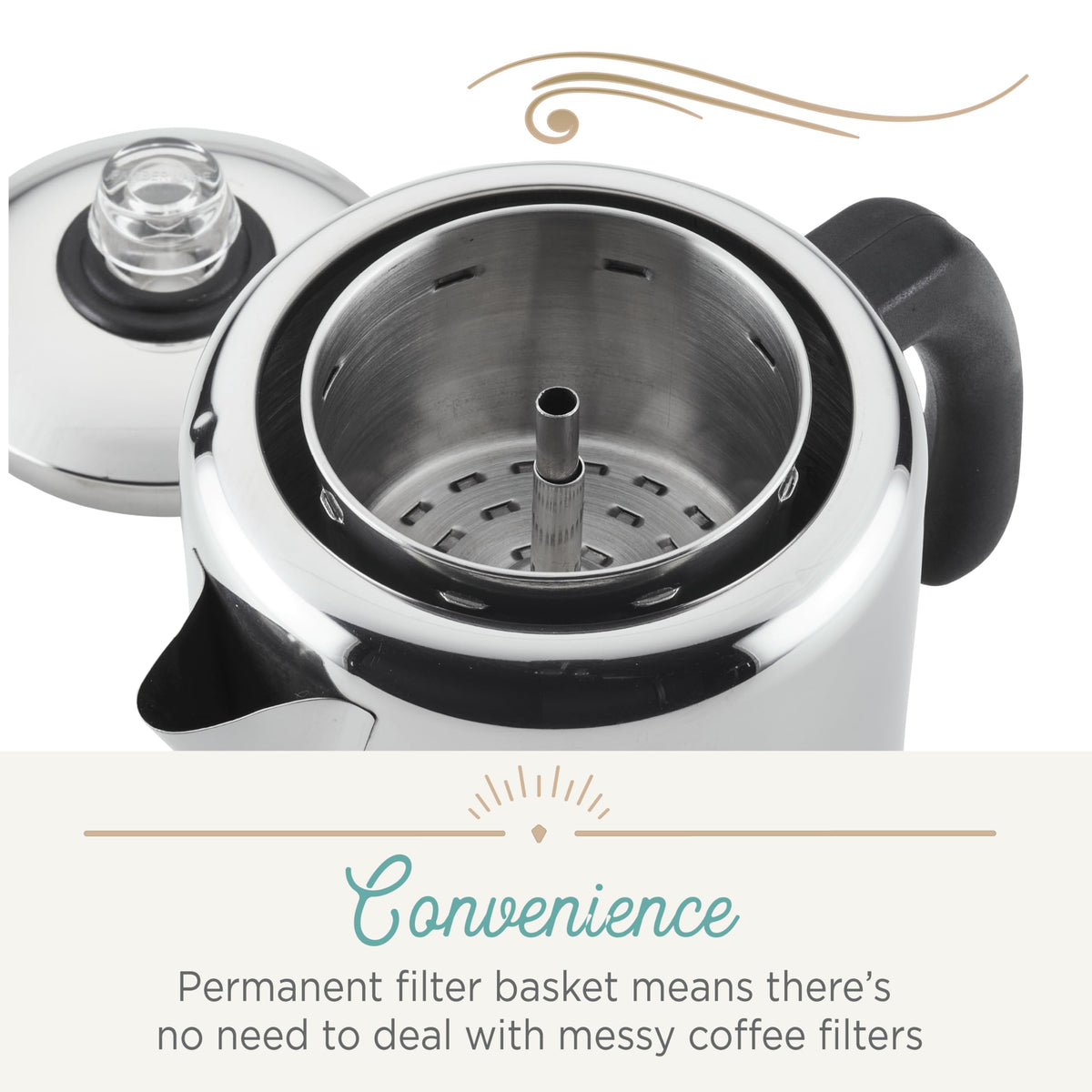 Farberware Classic Stainless Steel Yosemite 12-Cup Coffee Percolator, Percolator Coffee Pot
