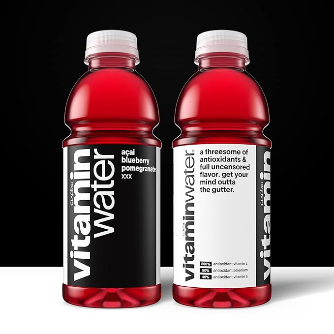 vitaminwater XXX A챌ai Blueberry Pomegranate Nutrient Enhanced Flavored Water Beverage, 20 fl oz