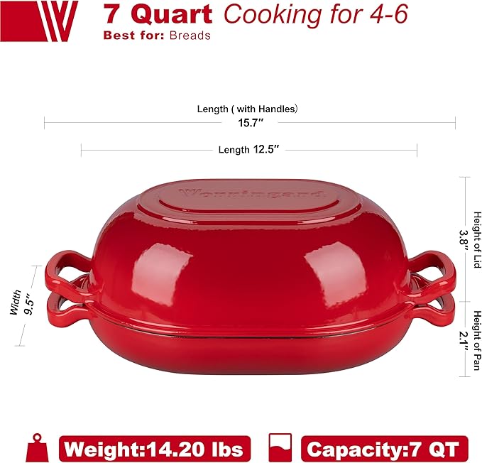 Enameled Cast Iron Sourdough Bread Oven, Dutch Oven, Loaf Cast Iron Bread Pan for Homemade Bread