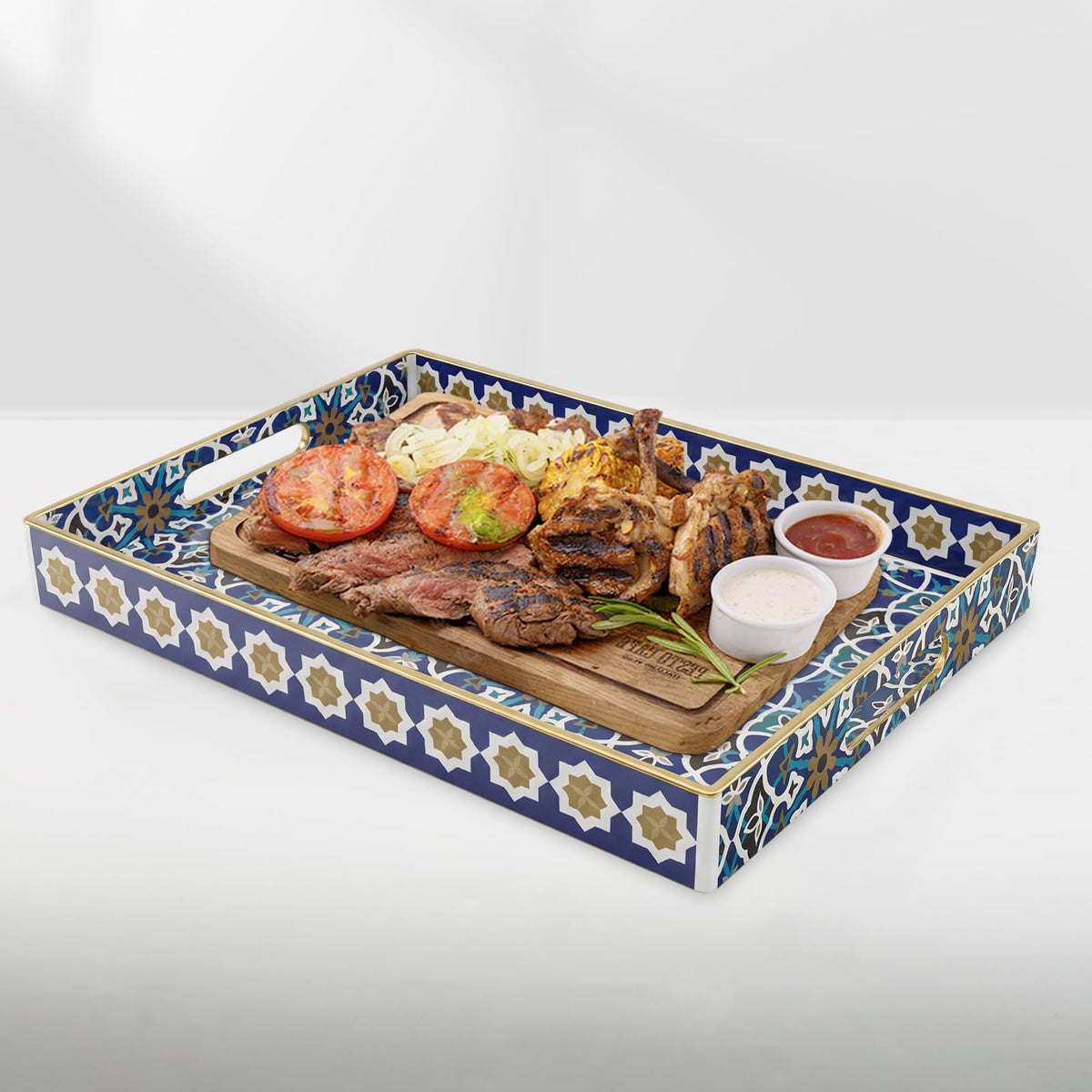 AGIOTA Coffee Table Trays for Living Room Serving Tray with Handles, Modern Large Tray for Ottoman