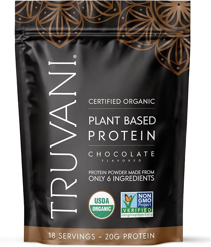 Truvani Vegan Pea Protein Powder | Chocolate | 20g Organic Plant Based Protein | 18 Servings | Keto