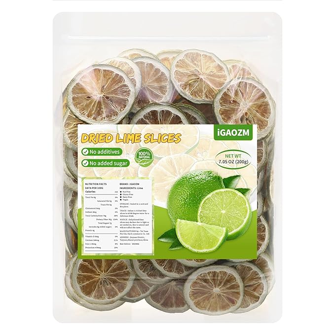 iGAOZM Dried Lime Slices,7.05oz/200g,Dehydrated Dry Lime For Cocktails,No Additives,No Sugar