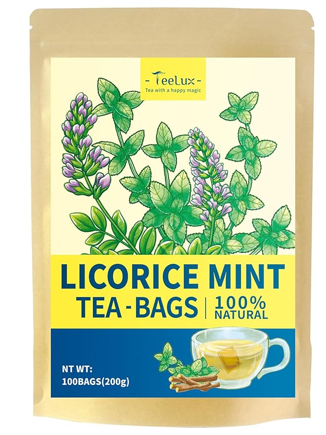 TeeLux Licorice Peppermint Tea, Natural Soothing Peppermint with Sweet Licorice Root, Caffeine