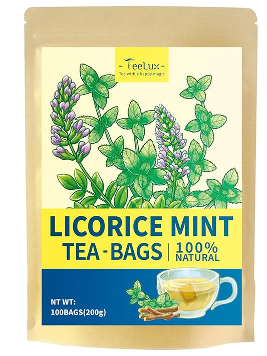 TeeLux Licorice Peppermint Tea, Natural Soothing Peppermint with Sweet Licorice Root, Caffeine