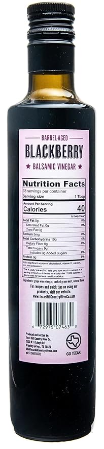 Blackberry Balsamic Vinegar - Gourmet Barrel Aged Infused Balsamic Vinegar - Great for Dressing
