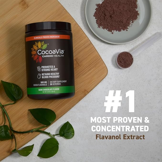 CocoaVia Cardio Health Cocoa Powder, 30 Servings, 500mg Cocoa Flavanols, Support Heart Health
