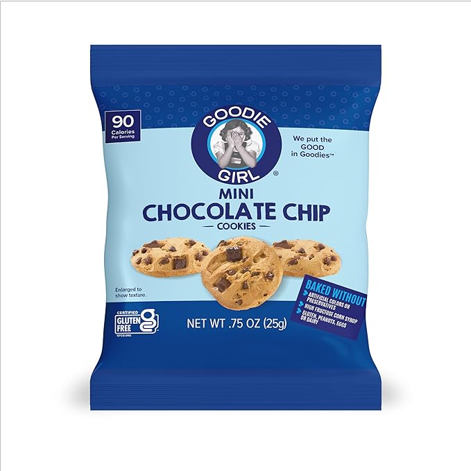 Goodie Girl Mini Chocolate Chip Cookie Snack Packs | Peanut Free, Gluten Free, Egg Free, Dairy Free
