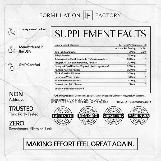 Self Obsessed 10 in 1 Masculinity Maximizer Supplement, Shilajit for Men, Tongkat Ali 120 Count