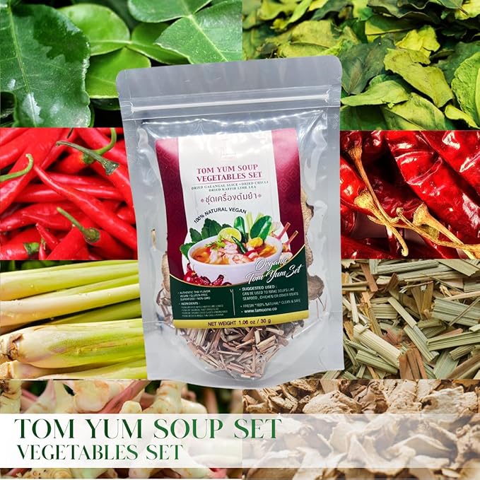 Thai Spice Mix for Tom Yum Soup, 30g, Makes 2-4 Servings, Chili, Galangal, Lemongrass, Lime Leaves