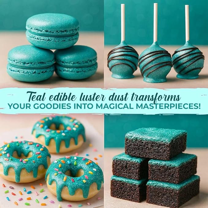 Bulk (20g) Luster Dust Edible Cake Decorations, Teal Edible Dust for Cake Edible Luster Dust for