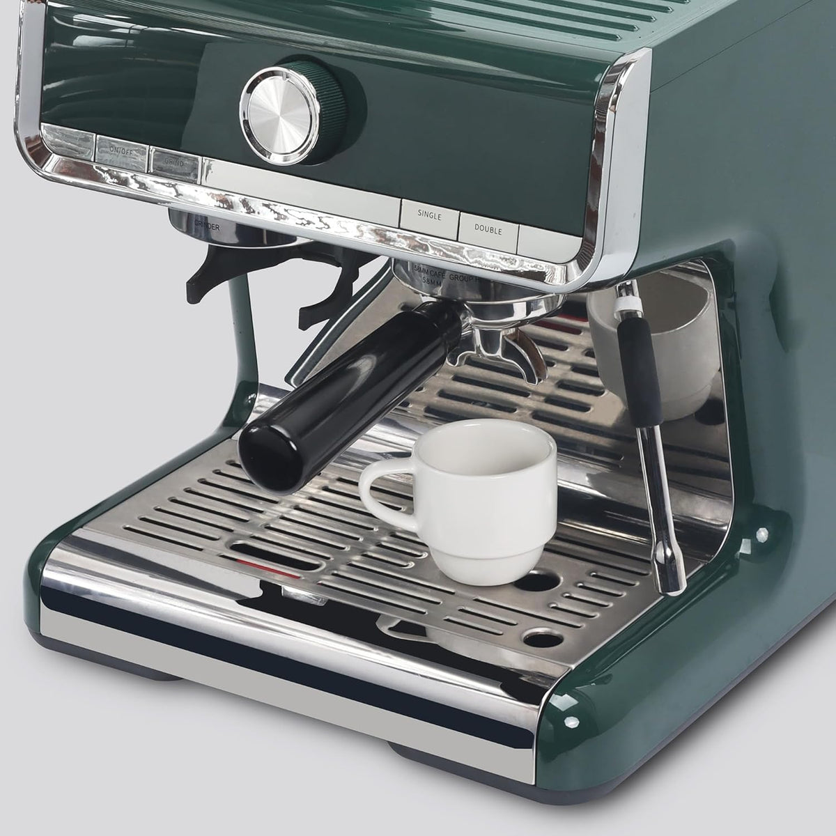 Lareina 3-Ounce Espresso Cups with Saucers, Spoons and Metal Stand, Small Stackable Coffee Cups Set
