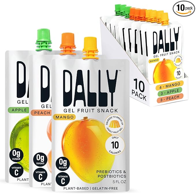 Dally Drinkable Konjac Jelly Variety Pack (10 Pouches) ??10-Calorie, Zero Sugar Korean Fruit Snack