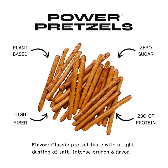 Power Pretzels High Protein Pretzel Sticks, Vegan Friendly and Plant-Based with 23g Protein per