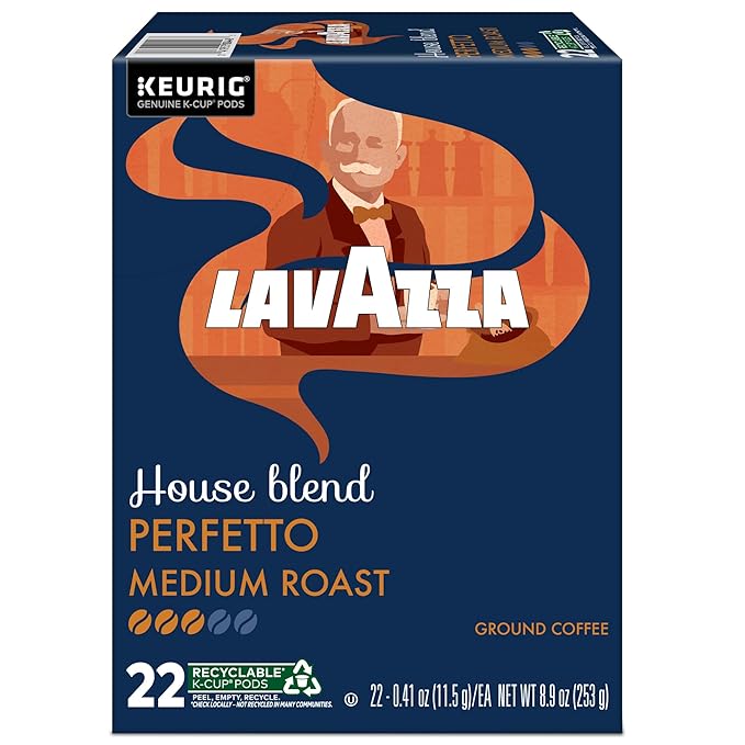 Lavazza House Blend Perfetto, Single-Serve Keurig K-Cup Pods, Medium Roast Coffee, 88-Count Box (4