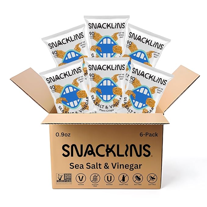 SNACKLINS Plant Based Crisps SEA SALT & VINEGAR - Gluten Free, Grain Free, 100% Kosher, Vegan