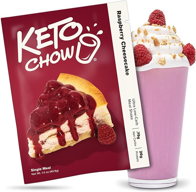 Keto Chow Raspberry Cheesecake | Keto Meal Replacement Shake Powder | Nutritionally Complete | Low