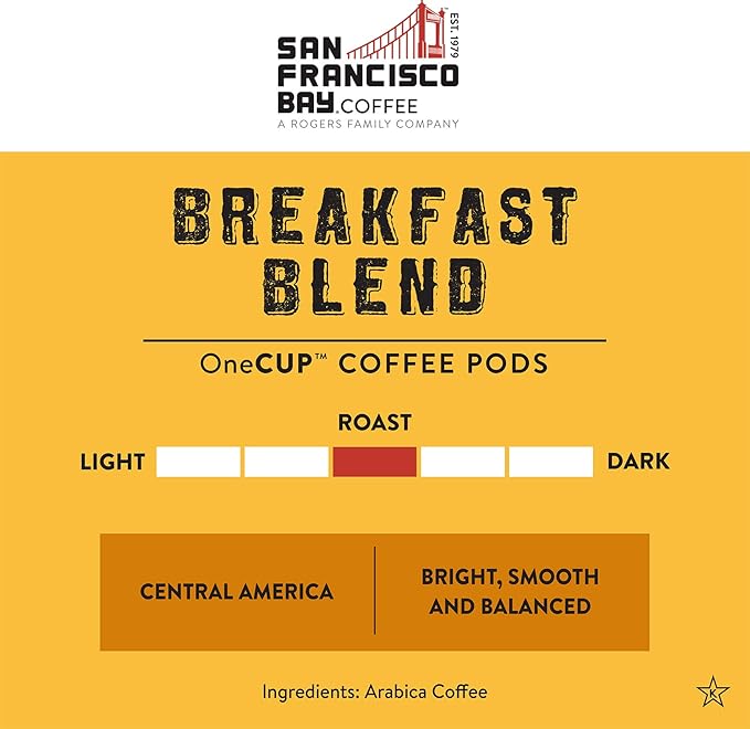 San Francisco Bay Compostable Coffee Pods - Breakfast Blend (120 Ct) K Cup Compatible including