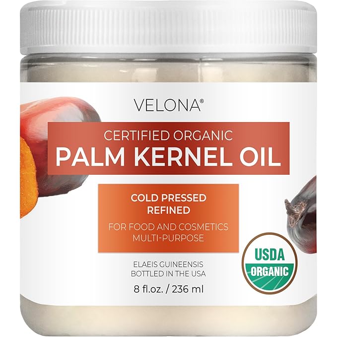 velona USDA Certified Organic Palm Kernel Oil - 8 Fl Oz | 100% Pure and Natural Carrier Oil |
