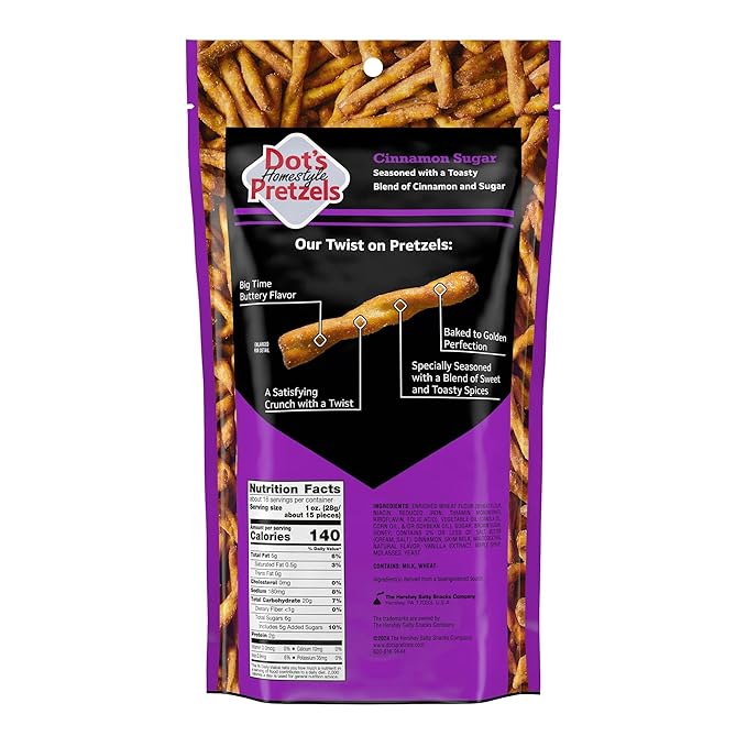 Dot's Pretzels Cinnamon Sugar Seasoned Pretzel Twist Snack, 16oz Grocery Sized Bag