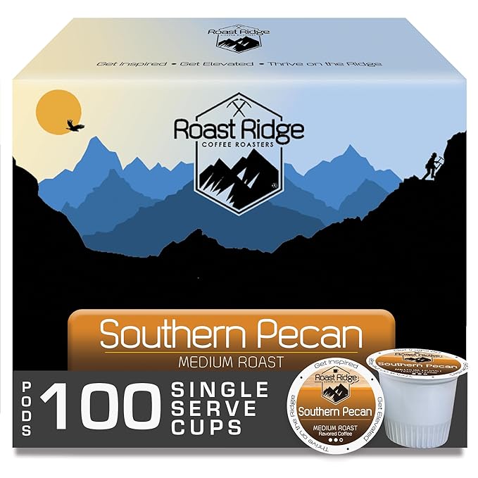 Roast Ridge Single Serve Coffee Pods for Keurig K-Cup Brewers, Southern Pecan, Medium Roast, 100