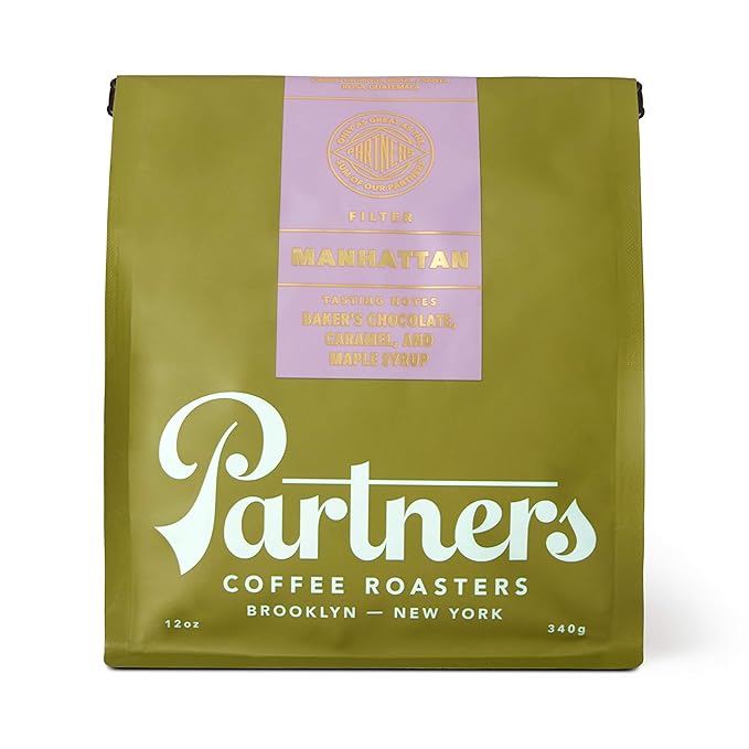 PARTNERS COFFEE ROASTERS - Whole Bean Coffee (Manhattan - Dark Roast) 12oz - Rich, Deep, &