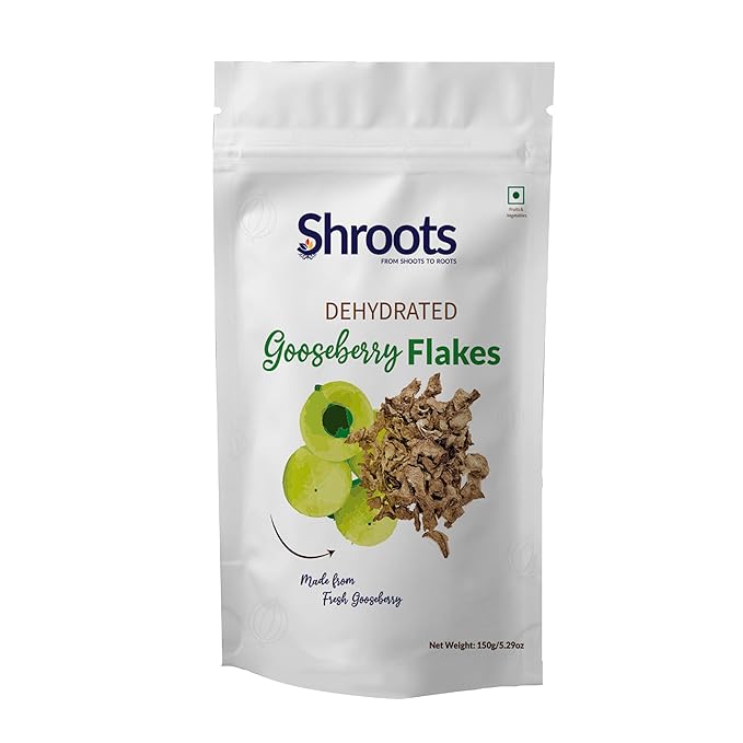 SHROOTS Dehydrated Gooseberry (Amla) Flakes Pure Vegetarian Gluten-Free No Added Sugar Easy Cooking