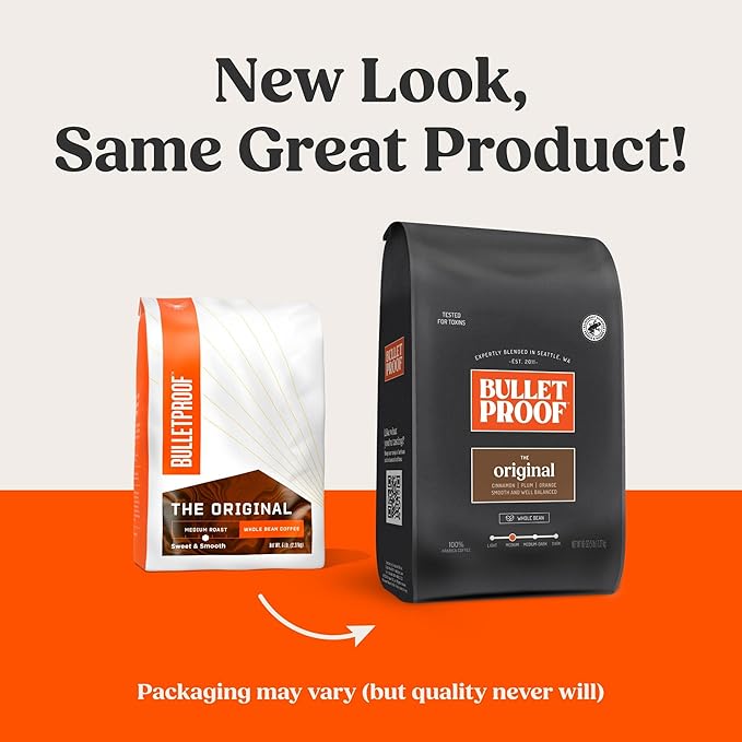 Bulletproof Original Medium Roast Whole Bean Coffee, 5 Pounds (bulk), 100% Arabica Beans, Clean