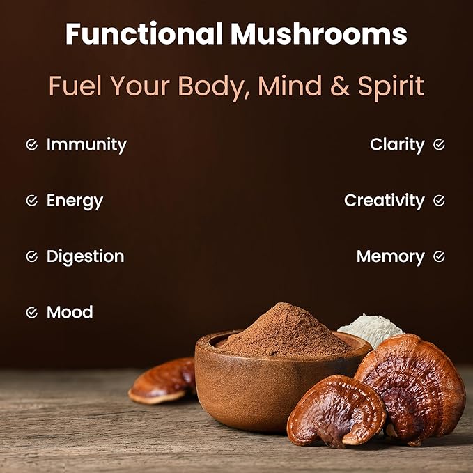 NutraChamps Organic Mushroom Powder - 10-in-1 Complex - Mushroom Supplement Powder Blend for