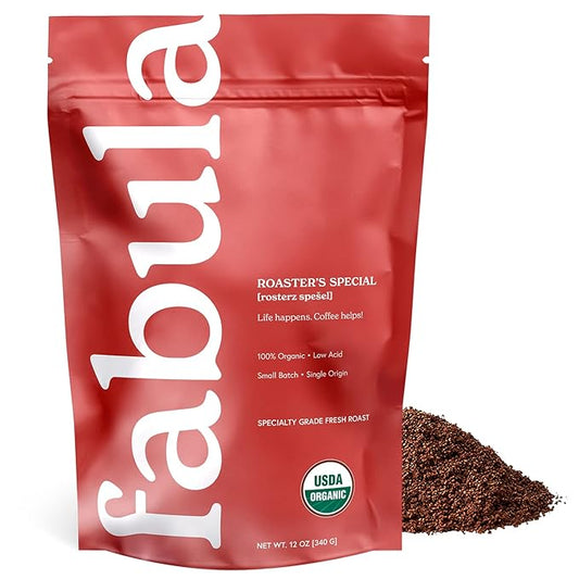 Fabula Coffee Half-Caff Medium Roast Freshly Ground - Organic - Low Acid - Single Origin - Non-GMO