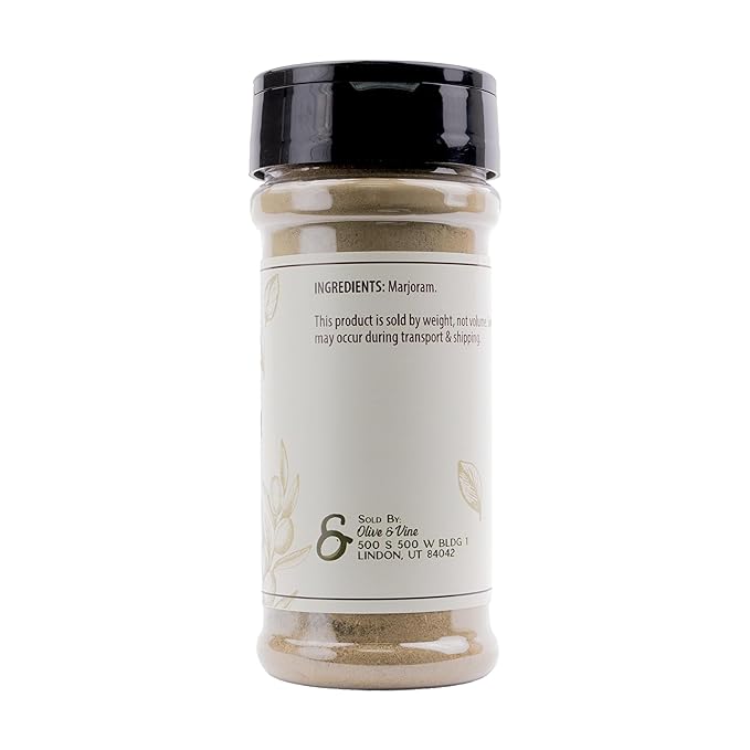 Olive & Vine Ground Marjoram, Earthy & Sweet, Seasoning for Soups, Stews, and Roasts, With Rich