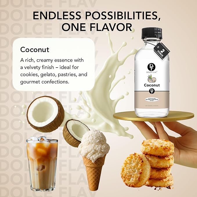 Dolce Flav Natural Coconut Extract ??2 Ounce Water-Soluble Kosher, Sugar-Free, Concentrated