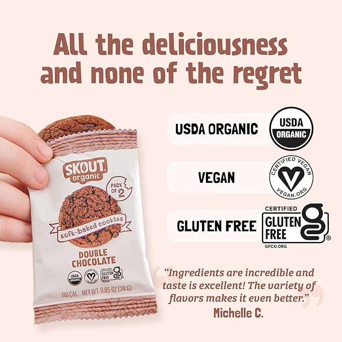 Skout Organic Double Chocolate Soft Baked Cookie (3 Pack) | Soft Baked Cookies | Plant-Based |