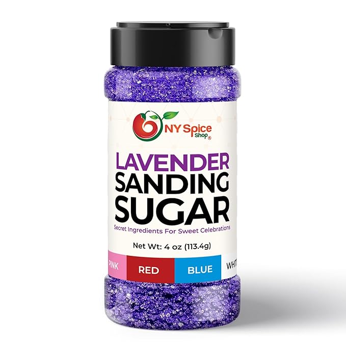 NY Spice Shop Lavender Sanding Sugar - 4 Ounce Sweet Colorful Edible Sprinkles For Candy Dish