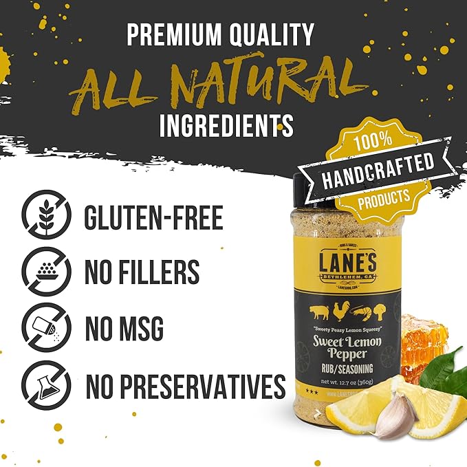 Lane's Sweet Lemon Pepper Seasoning, All-Natural Lemon Seasoning Blend with Citrus, Lemon Pepper