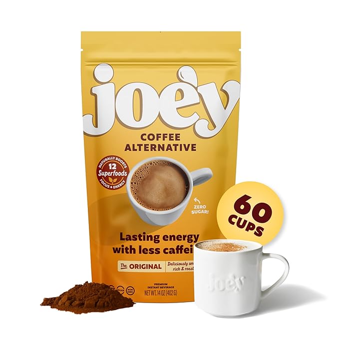 Joe'y Mushroom Coffee Alternative with Cacao and Dandelion Root, Chicory Coffee Substitute with