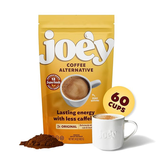 Joe'y Mushroom Coffee Alternative with Cacao and Dandelion Root, Chicory Coffee Substitute with