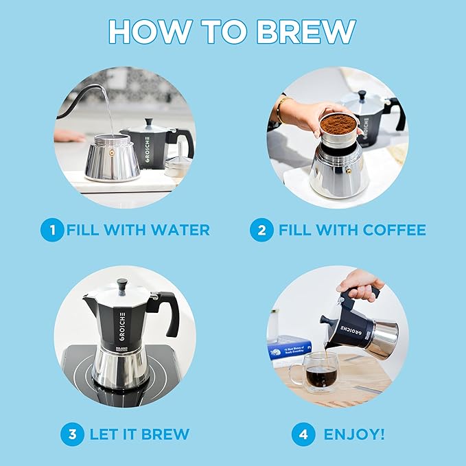GROSCHE Milano Induction Stovetop Espresso Maker Moka Pot for Greca, Induction, Electric & Gas