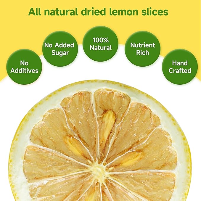 Dried Lemon Slices,3oz/85g, Dehydrated Fruit Slices For Cocktails,100% Natural No Additives No