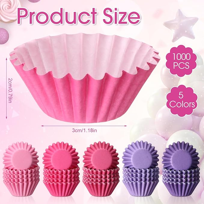 Zonon 1000 Counts Cupcake Liners for Baking Liners Paper Cupcake Wrappers Bulk Cup Cake Cases