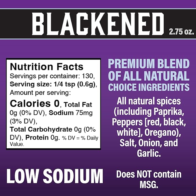 Cajun's Choice Blackened Seasoning - 2.75 oz Jar, All Natural, Low Salt, Gluten-Free - Authentic