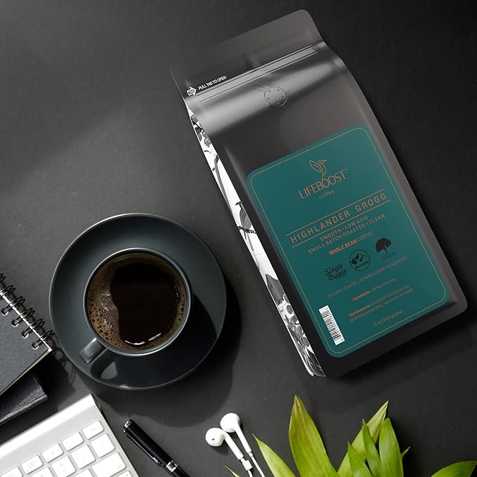 Lifeboost Highlander Grogg Whole Bean Coffee - Non-GMO Low Acid Single Origin Flavored Coffee Beans