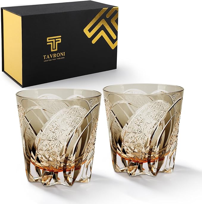 Old Fashioned Whiskey Glasses Edo Kiriko Whisky Glass - 11 Oz Hand Cut Wineware For Scotch