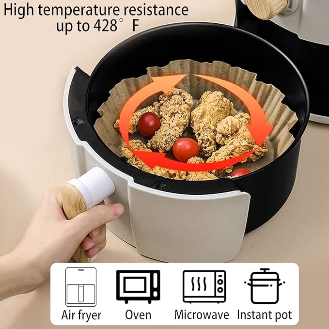 200Pcs Air Fryer Disposable Paper Liner, Round Non-Stick Air Fryer Liners Parchment Paper for