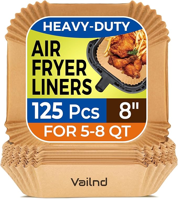 Air Fryer Paper Liners, 125Pcs Parchment Paper, Air Fryer Liners Disposable for Microwave