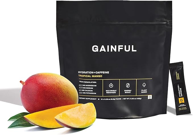 Gainful Hydration + Caffeine Powder Packets with Key Electrolytes Magnesium & Sodium + L Theanine