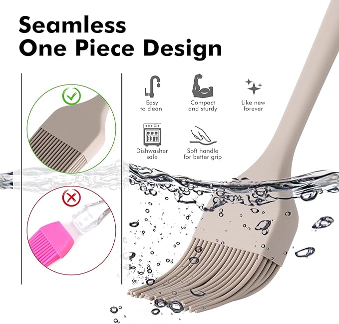 HOTEC Basting Brushes Silicone Heat Resistant Pastry Brushes Spread Oil Butter Sauce Marinades for