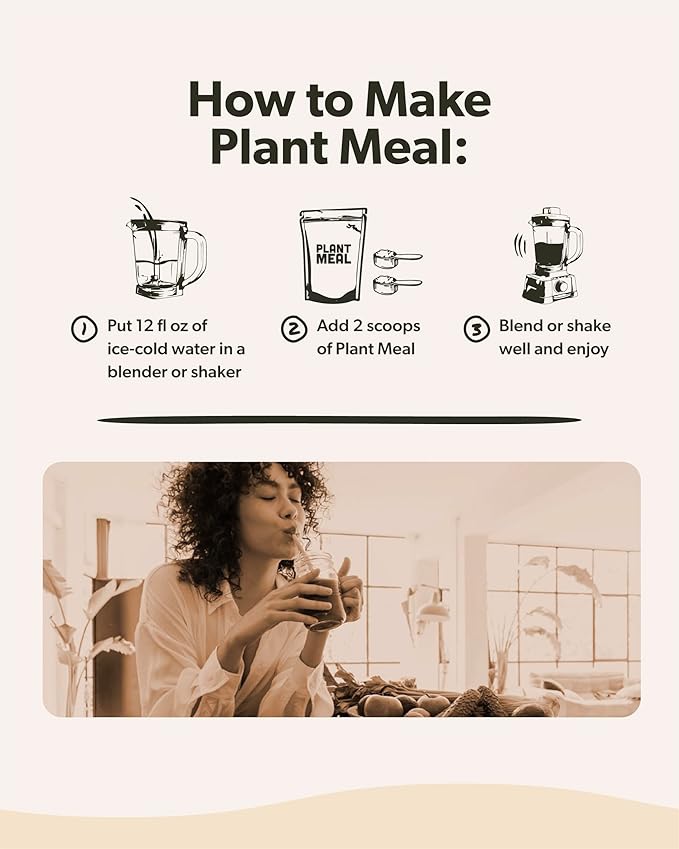Plant Meal Replacement Shake - Vanilla - 25g of Plant Based Vegan Protein Powder, 76+ Organic