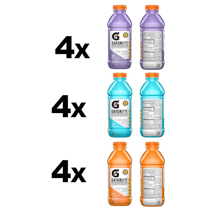 Gatorlyte Rapid Rehydration Electrolyte Drink, 3 Flavor Variety Pack 2.0, Specialized Blend of 5