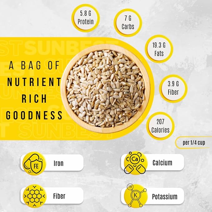 Sunbest Natural Raw Sunflower Seed Kernels ??80 oz (5 lb) Bulk Bag ??Unsalted Sunflower Seeds to
